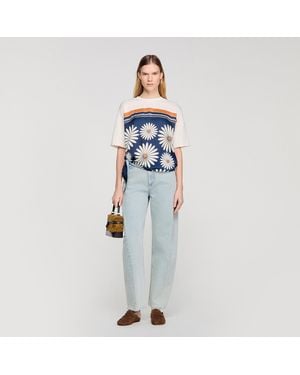 Sandro Scarf Print T-Shirt - Blue