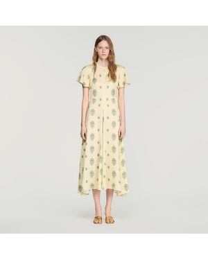 Sandro Paisley Print Midi Dress - Metallic