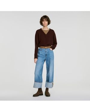 Sandro Pull 2 en 1 laine et cahemire - Bleu