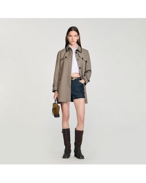 Sandro Houndstooth Trench - Multicolour