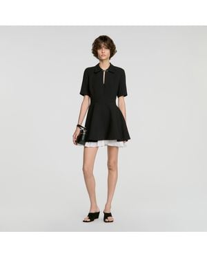 Sandro Short Contrast Skater Dress - Black