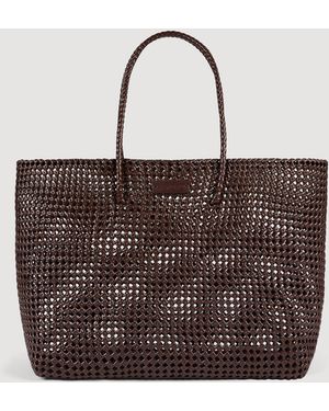 Sandro Woven Tote Bag With Patch - Brown