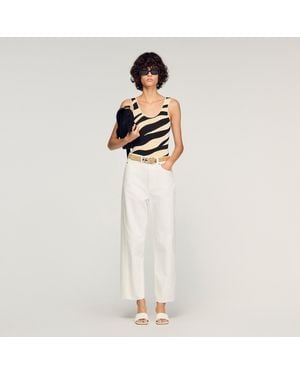 Sandro Zebra Print Knit Bodysuit - White