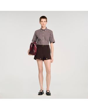 Sandro Short carpenter à boutons - Rouge