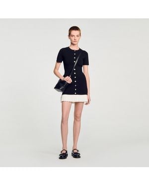 Sandro Pleated-Hem Mini Dress - Black