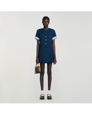 Sandro Short Pleated Dress - Blue