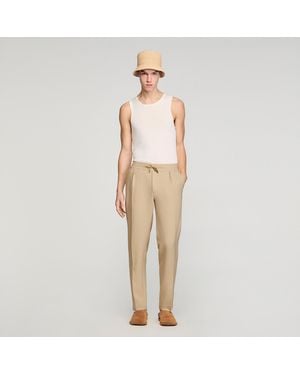 Sandro Elasticated Straight Trousers - Natural