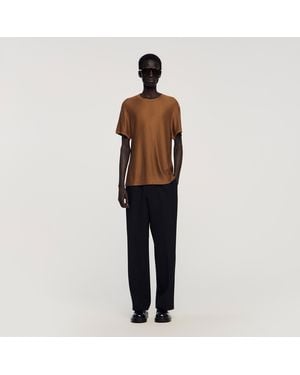 Sandro Piqué-Effect T-Shirt - Blue