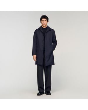 Sandro Waterproof Technical Fabric Coat - Blue