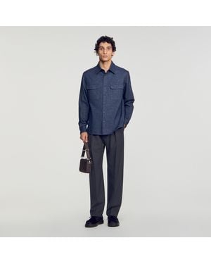 Sandro Cotton Flannel Shirt - Blue