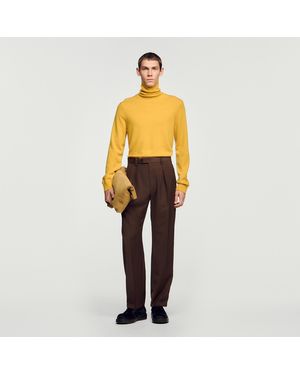Sandro Wide-Leg Wool Trousers - Metallic