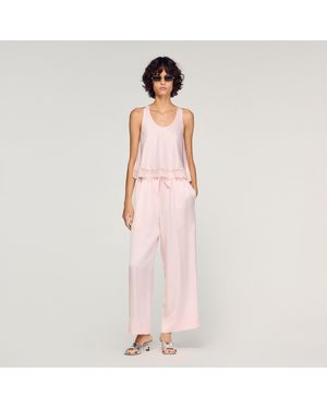 Sandro Satin Top With Lace - Pink