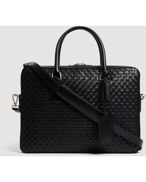 Sandro Woven Leather Briefcase - Black