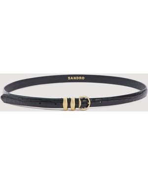 Sandro Ceinture en cuir effet croco - Noir