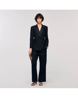 Sandro Tuxedo Jacket With Satin Collar - Blue