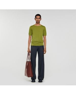 Sandro Flowing Knit T-Shirt - Green