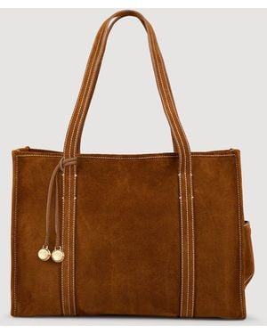 Sandro Suede Shopping Bag - Brown