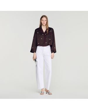 Sandro Shirt With Beads And Rhinestones - White