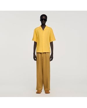 Sandro Linen Shirt With Shark Collar - Metallic