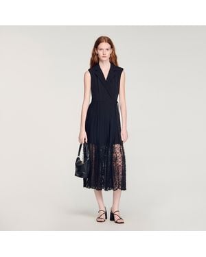 Sandro Lace Collar Maxi Dress - Blue