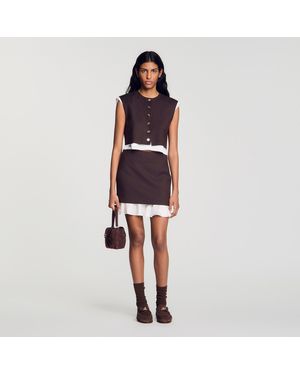 Sandro Short 2-In-1 Wool Skirt - Blue