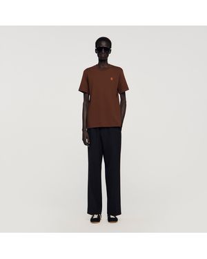 Sandro Leather Logo T-Shirt - Multicolour