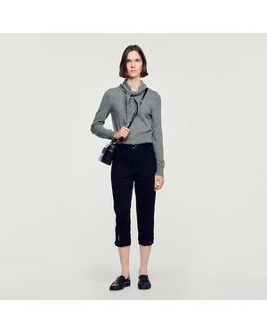 Sandro Pointelle Knit Cardigan - Blue