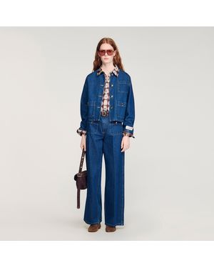 Sandro Denim Jacket With Fancy Buttons - Blue