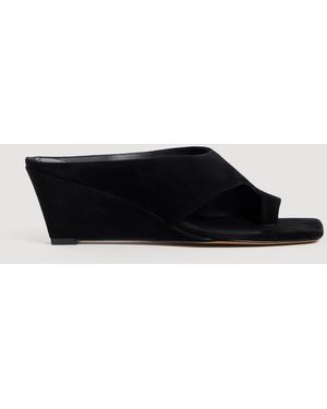 Sandro Suede Wedge Sandals - Black