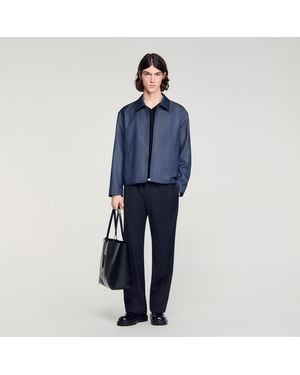 Sandro Effect Zip-Up Jacket - Blue