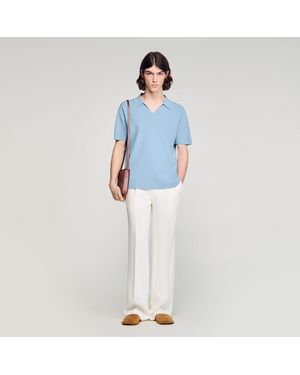 Sandro Stretch Knit Polo Shirt - Blue