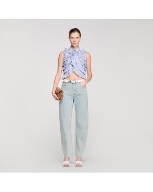 Sandro Striped Ruffled Shirt - Blue