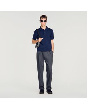 Sandro Cotton And Silk Polo Shirt - Blue
