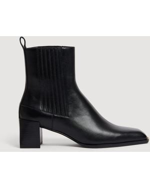 Sandro Square Toe Leather Ankle Boot - Black