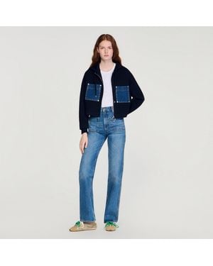 Sandro Knit And Denim Sweatshirt - Blue