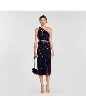 Sandro Knit Midi Skirt - Black