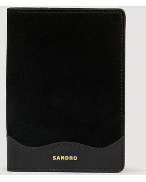 Sandro Leather And Suede Passport Case - Black