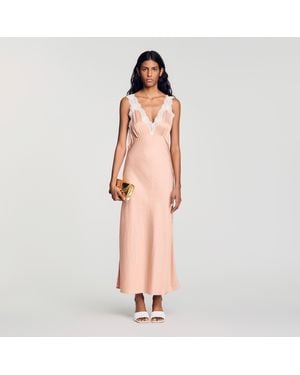 Sandro Rhinestone Lingerie-Style Dress - Pink
