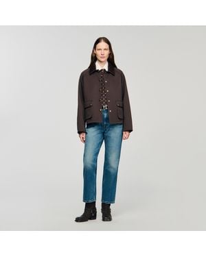 Sandro Gabardine Coat - Blue