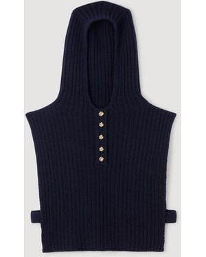 Sandro Wool Hooded Jumper Collar - Blue