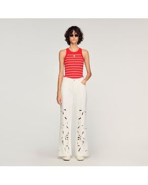 Sandro Wide-Leg Embroidered Jeans