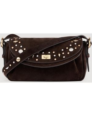 Sandro Le Mambo Janys Studded Suede Bag - Black
