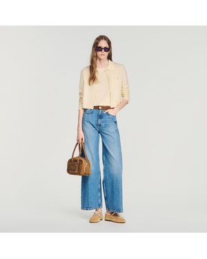Sandro Cardigan With Shirt Collar - Blue