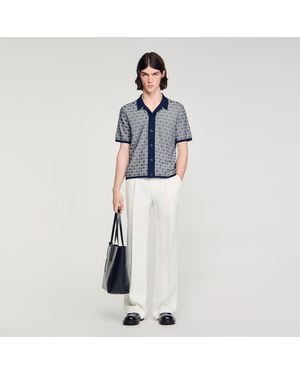 Sandro Square Cross Jacquard Shirt - Blue