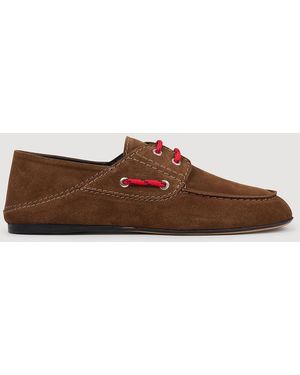 Sandro Suede Lace-Up Boat Shoes - Brown