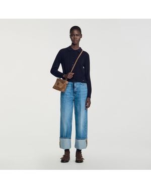 Sandro Cardigan en maille pointelle - Bleu