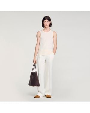 Sandro Knit Crew Neck Vest Top - White