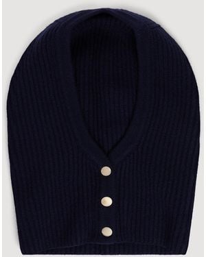 Sandro Ribbed Wool Balaclava - Blue