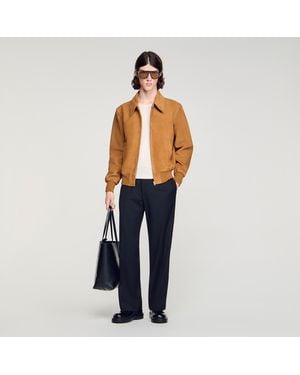 Sandro Goat Leather Jacket - Blue