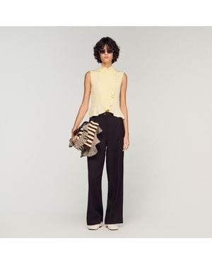 Sandro Ruffled Smocked Top - Black